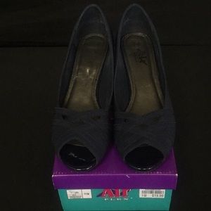 Navy Air Flex .5 Open Toe Heels.